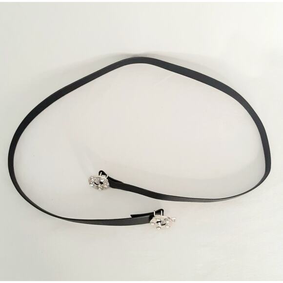 Rhinestone Studded Washer Ring Buckle Skinny Belt Adjustable Medium To Small - Picture 7 of 12